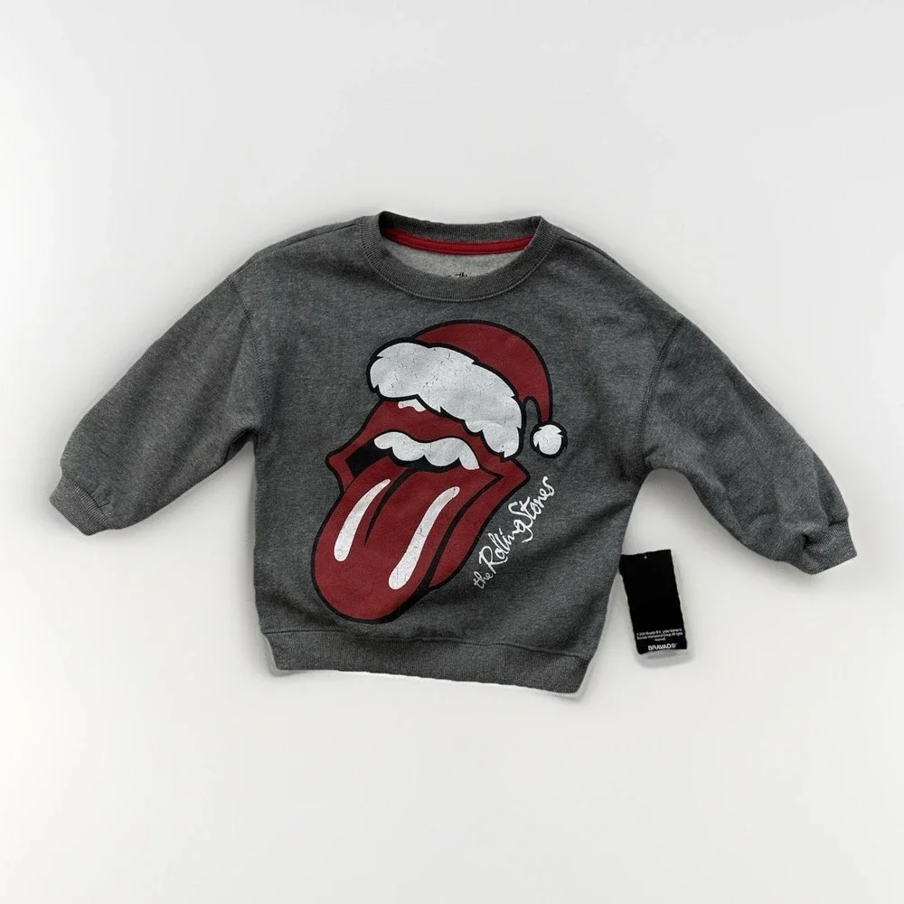Kids Unisex Rolling Stones Christmas Size 4T NWT Soft Inside Gray Christmas